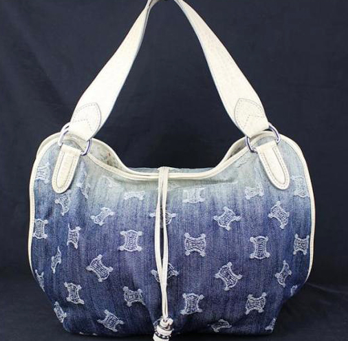 セリーヌ　グラデーション　デニム-ショルダーバッグ　マカダム柄