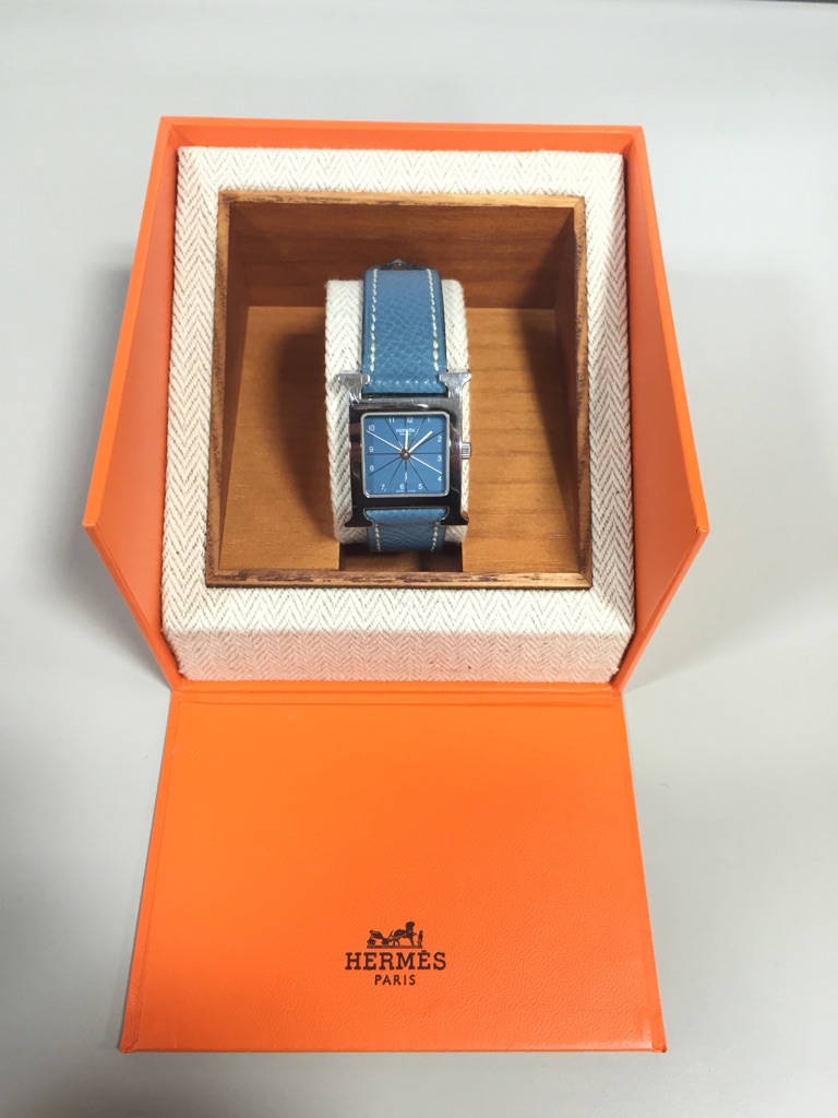 エルメス　Hウォッチ ブルージーン シルバー金具