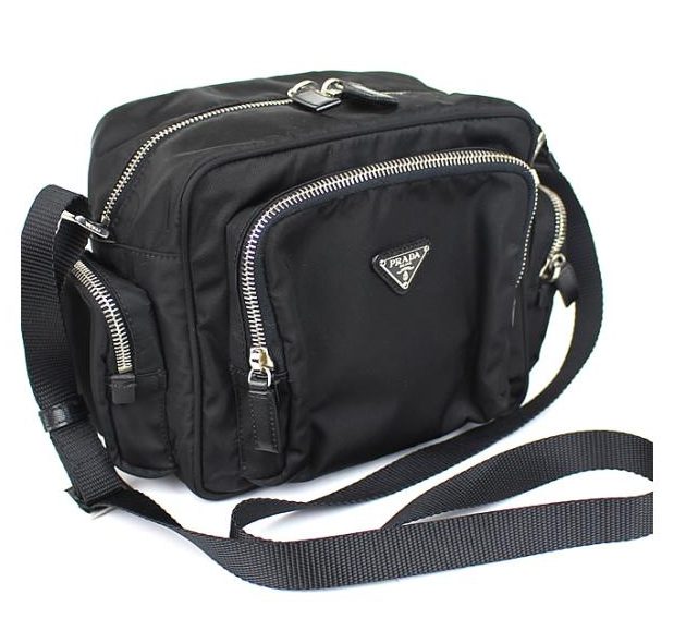 プラダ ショルダーバッグ ナイロン レザー ブラック 黒