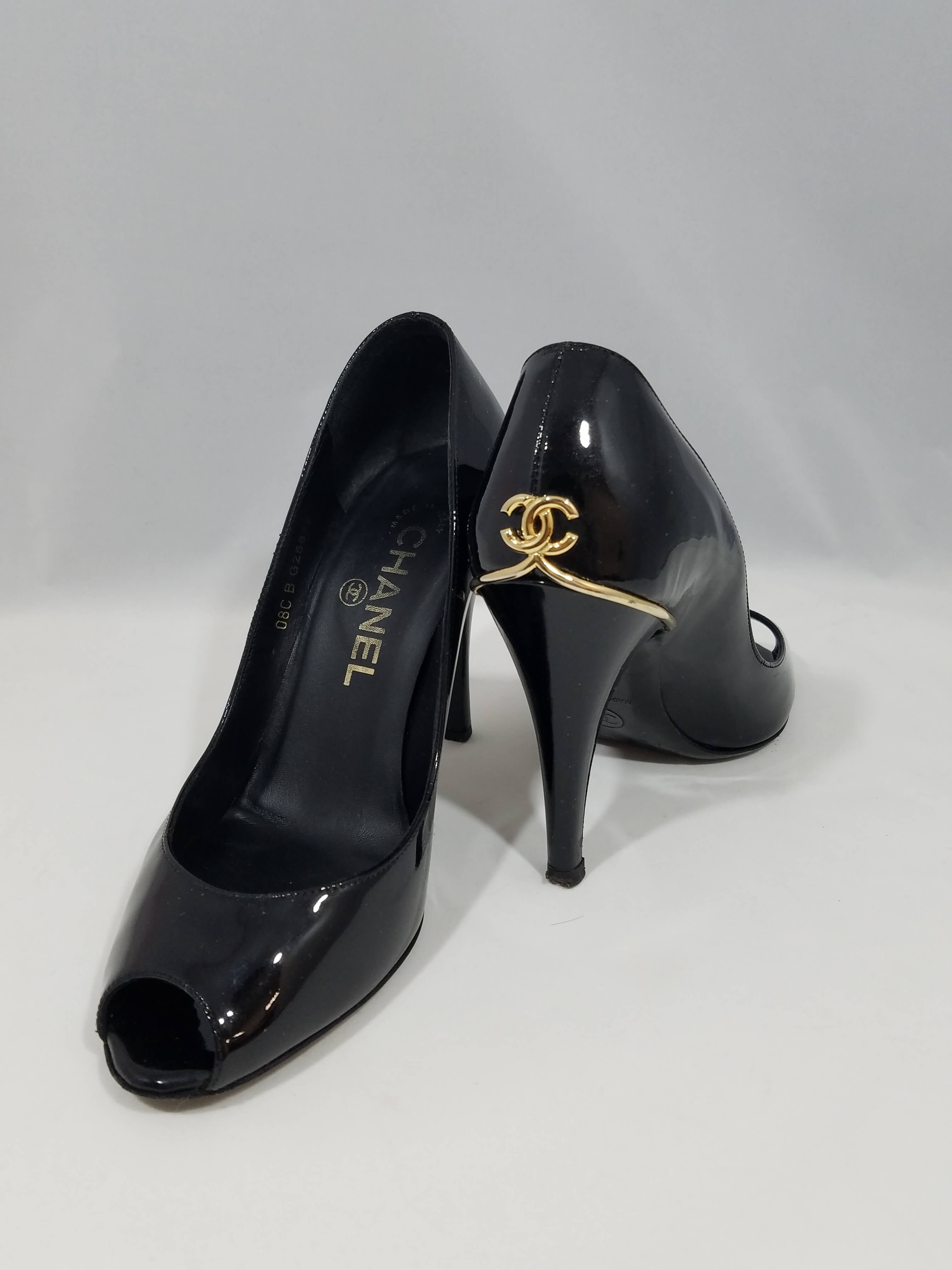 シャネル ココマーク パンプス  エナメル ブラック size34 1/2